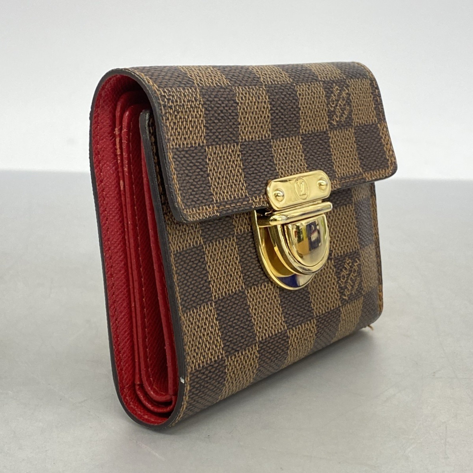 Louis Vuitton Tri-fold Wallet Damier Portefeuille Koala N60005 Ebene Women's