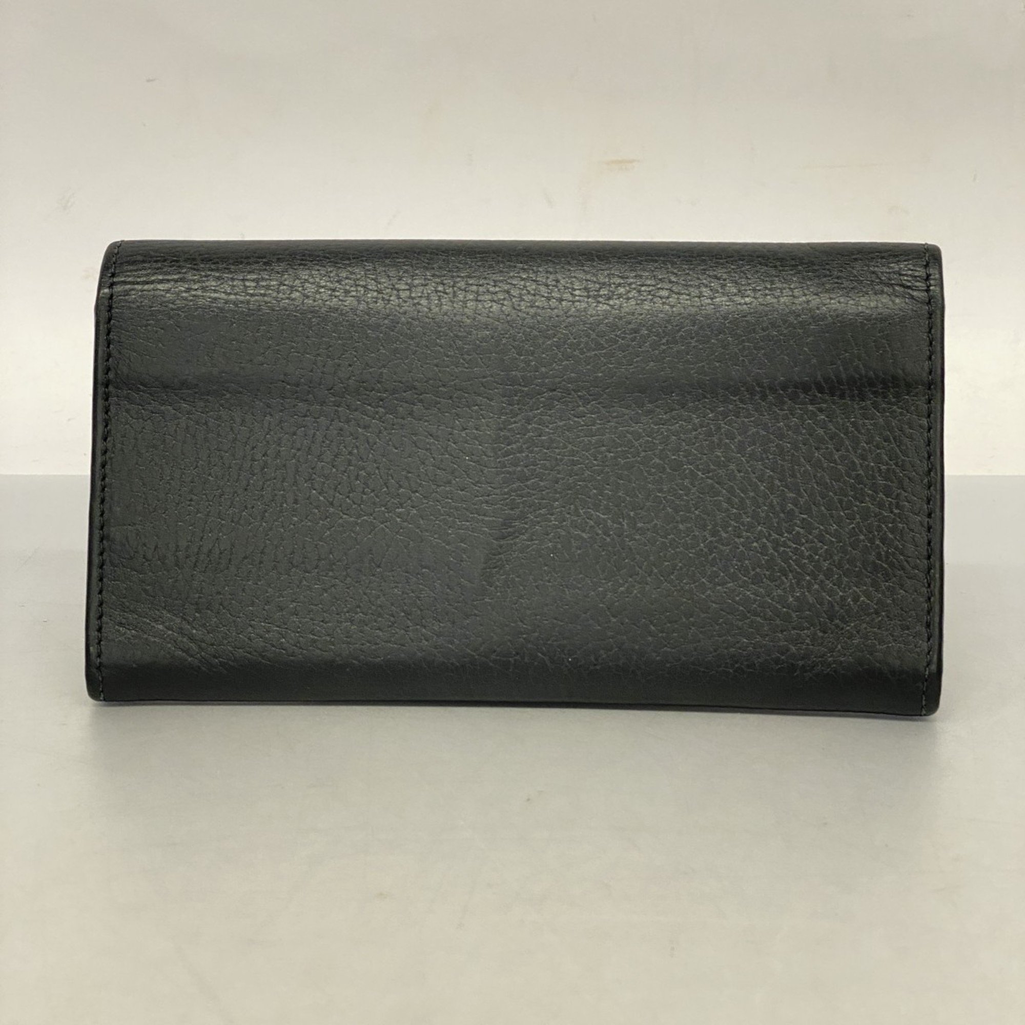 Gucci Long Wallet Interlocking G 615524 Leather Black Women's