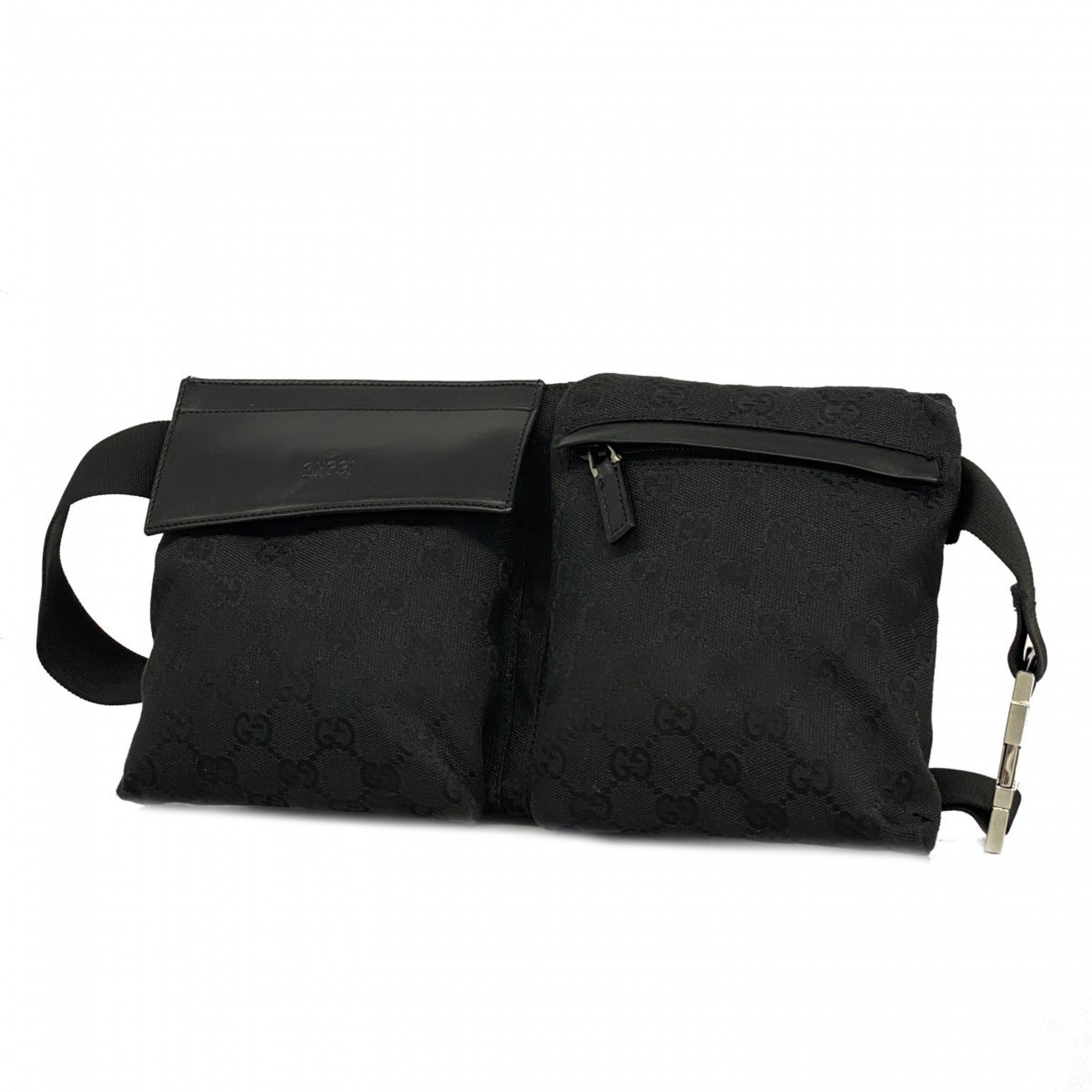 Gucci Waist Bag GG Canvas 28566 Black Men Women