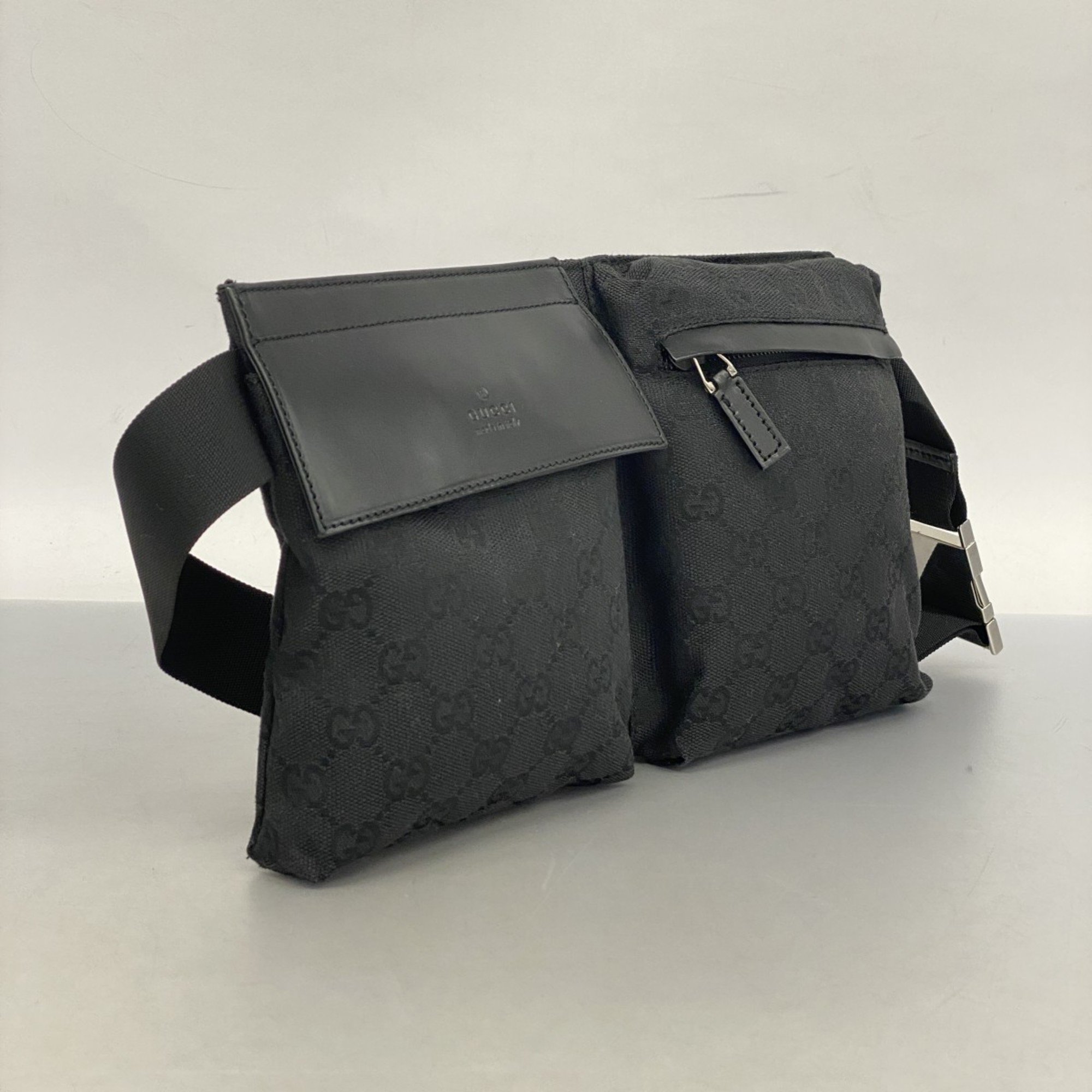 Gucci Waist Bag GG Canvas 28566 Black Men Women