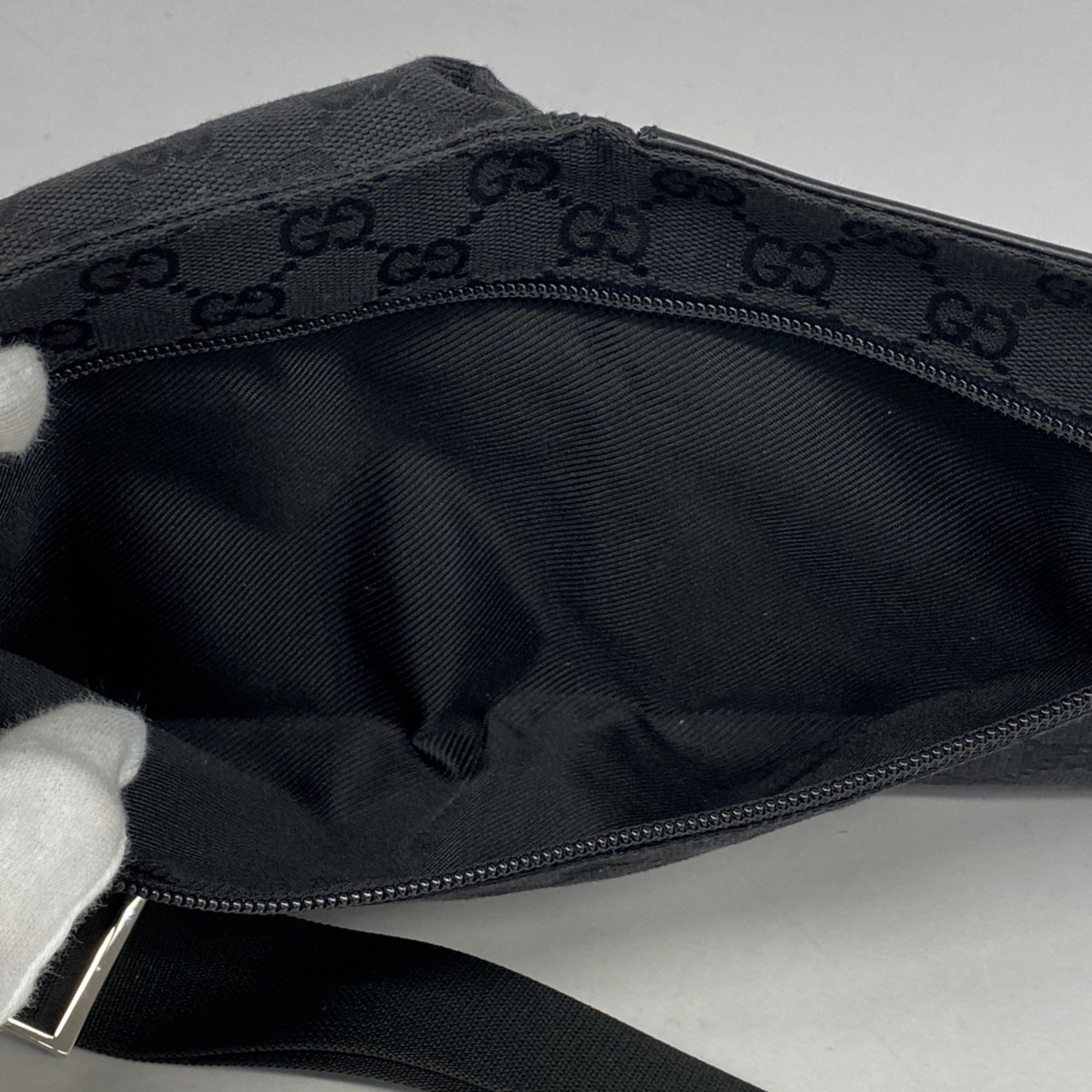 Gucci Waist Bag GG Canvas 28566 Black Men Women