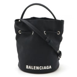 BALENCIAGA WHEEL XS Drawstring Bucket Shoulder Bag Handbag Type Nylon Canvas Black 656682