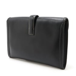 HERMES Jige PM Second Bag Clutch Leather Black ○N Stamp