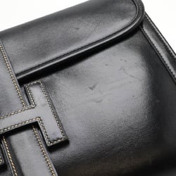 HERMES Jige PM Second Bag Clutch Leather Black ○N Stamp