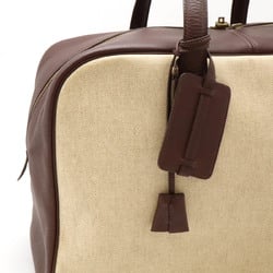 HERMES Victoria 43 Boston bag, travel Toile H, Taurillon Clemence, beige, tail, brown