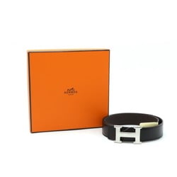 HERMES Constance H Belt, Reversible, Box Calf, Togo Leather, Black, Chocolate, #80, □N Stamp