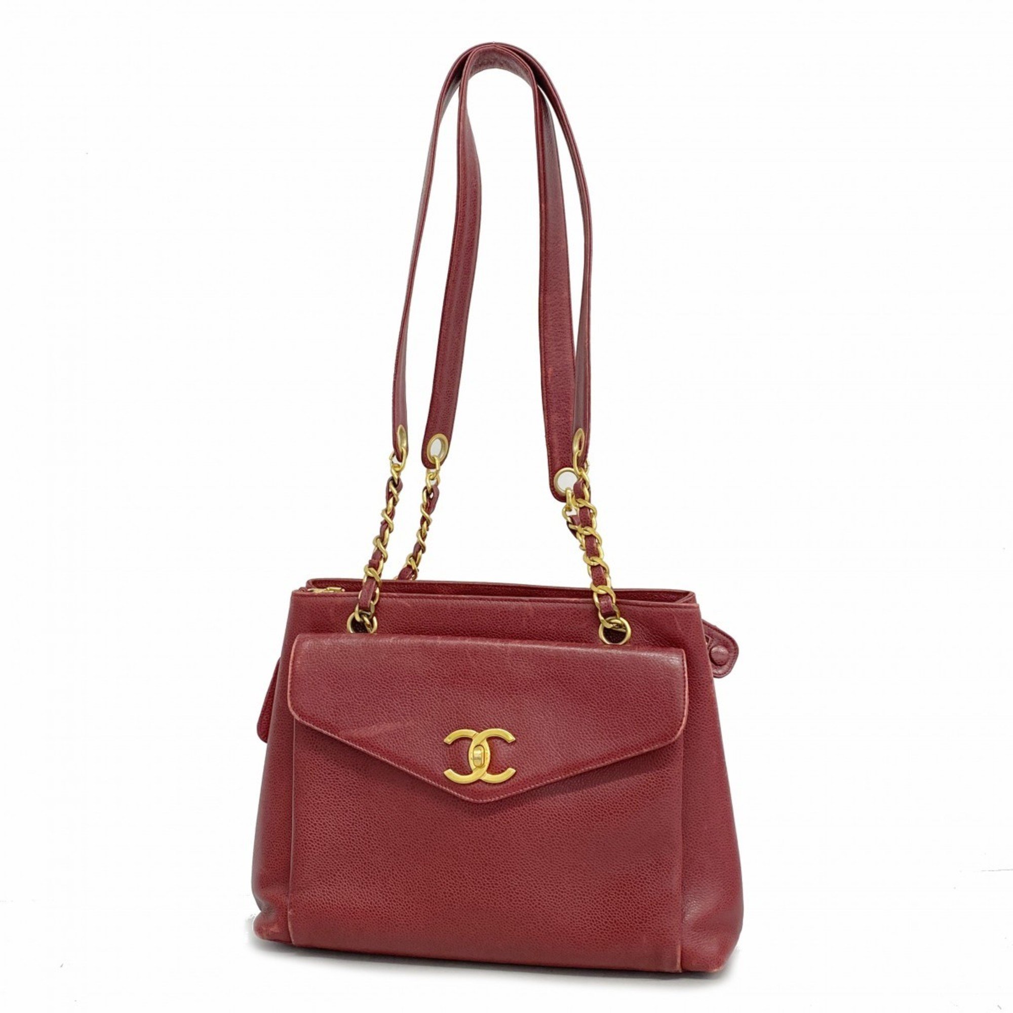 Chanel Shoulder Bag Caviar Skin Bordeaux Women's