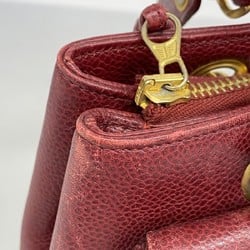 Chanel Shoulder Bag Caviar Skin Bordeaux Women's