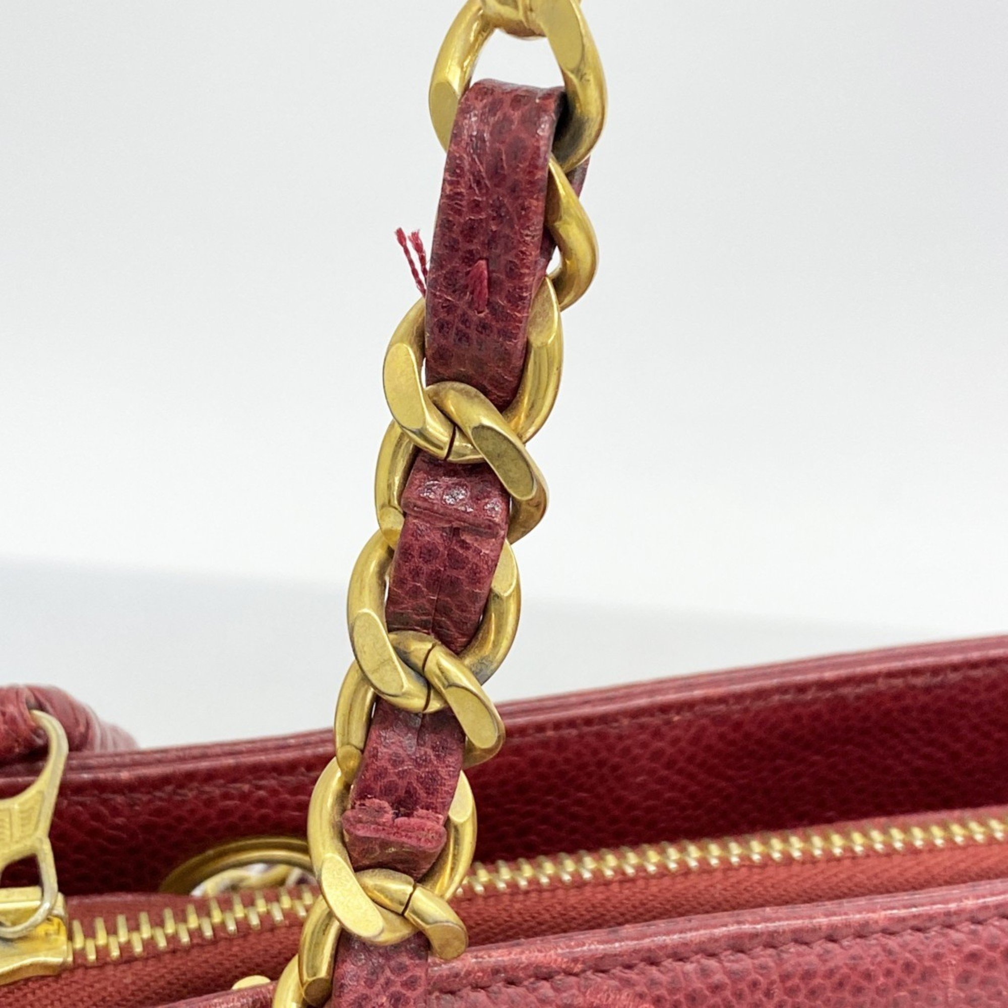 Chanel Shoulder Bag Caviar Skin Bordeaux Women's