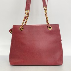 Chanel Shoulder Bag Caviar Skin Bordeaux Women's