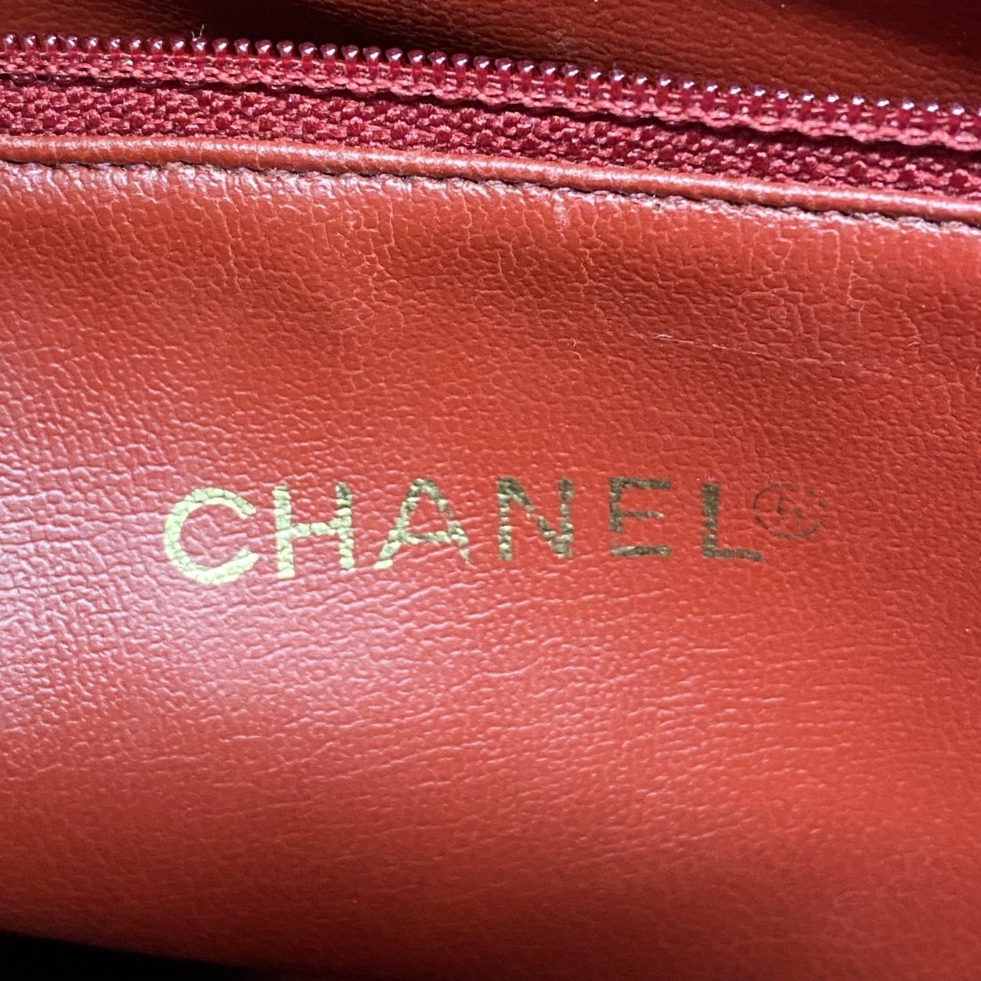 Chanel Shoulder Bag Caviar Skin Bordeaux Women's