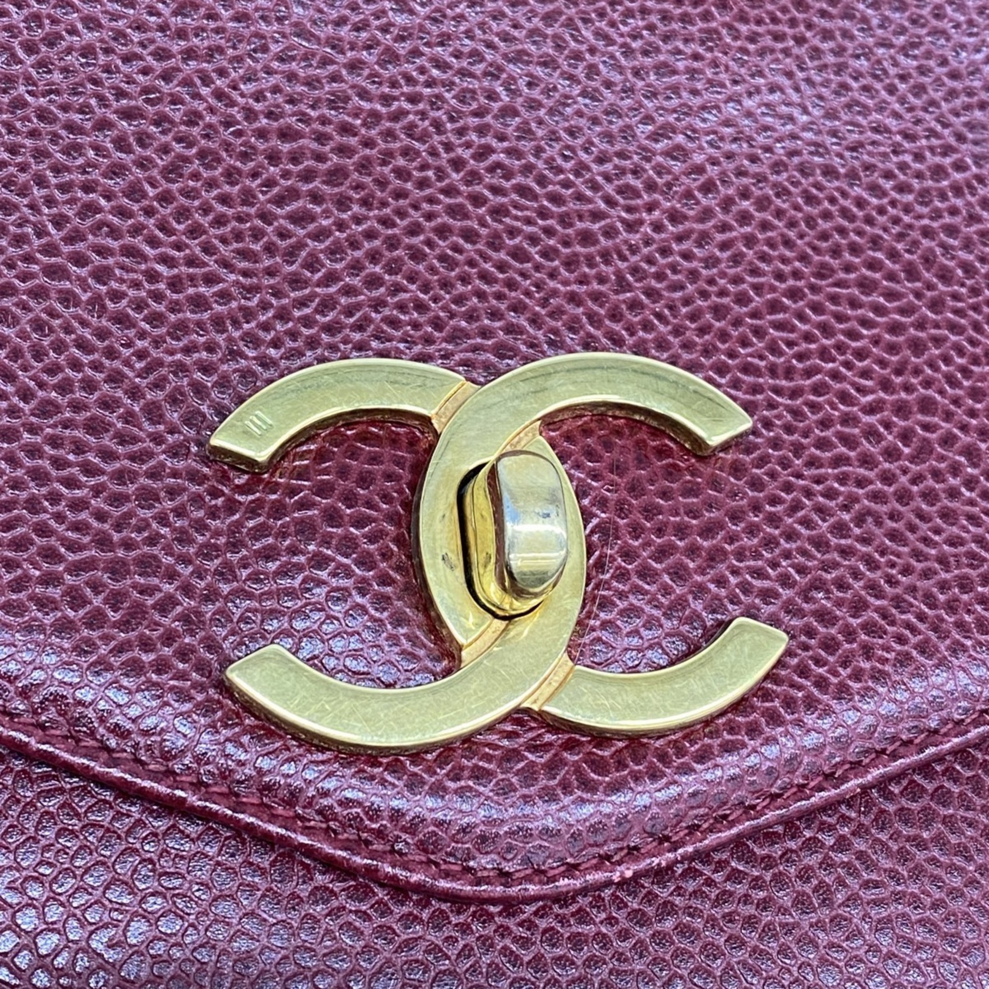 Chanel Shoulder Bag Caviar Skin Bordeaux Women's