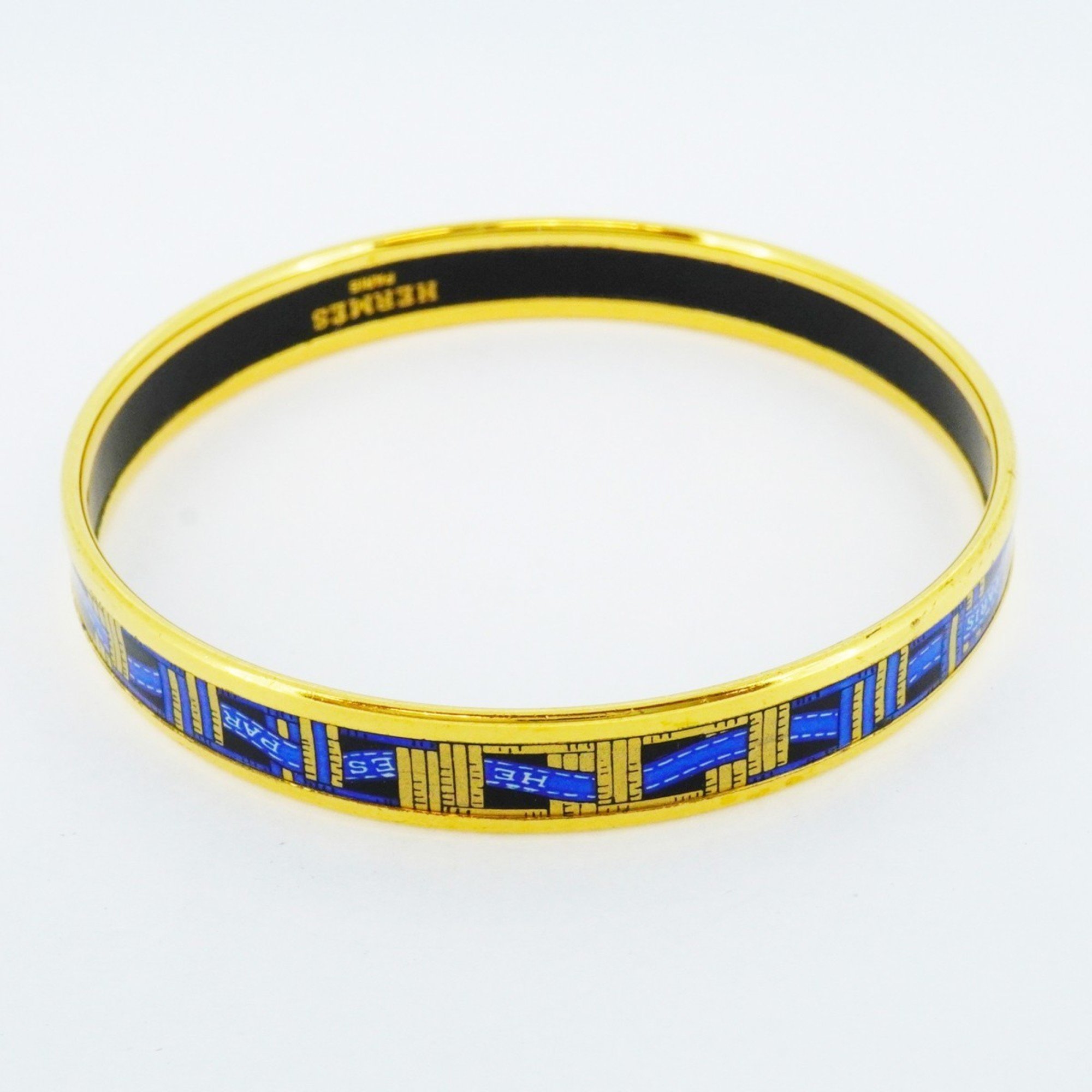 Hermes Bangle, Enamel PM, GP Plating, Cloisonne, Gold, Multicolor, Women's