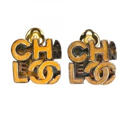 Chanel Earrings Coco Mark Metal Silver Beige Women's