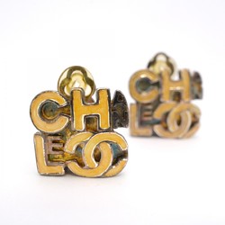 Chanel Earrings Coco Mark Metal Silver Beige Women's