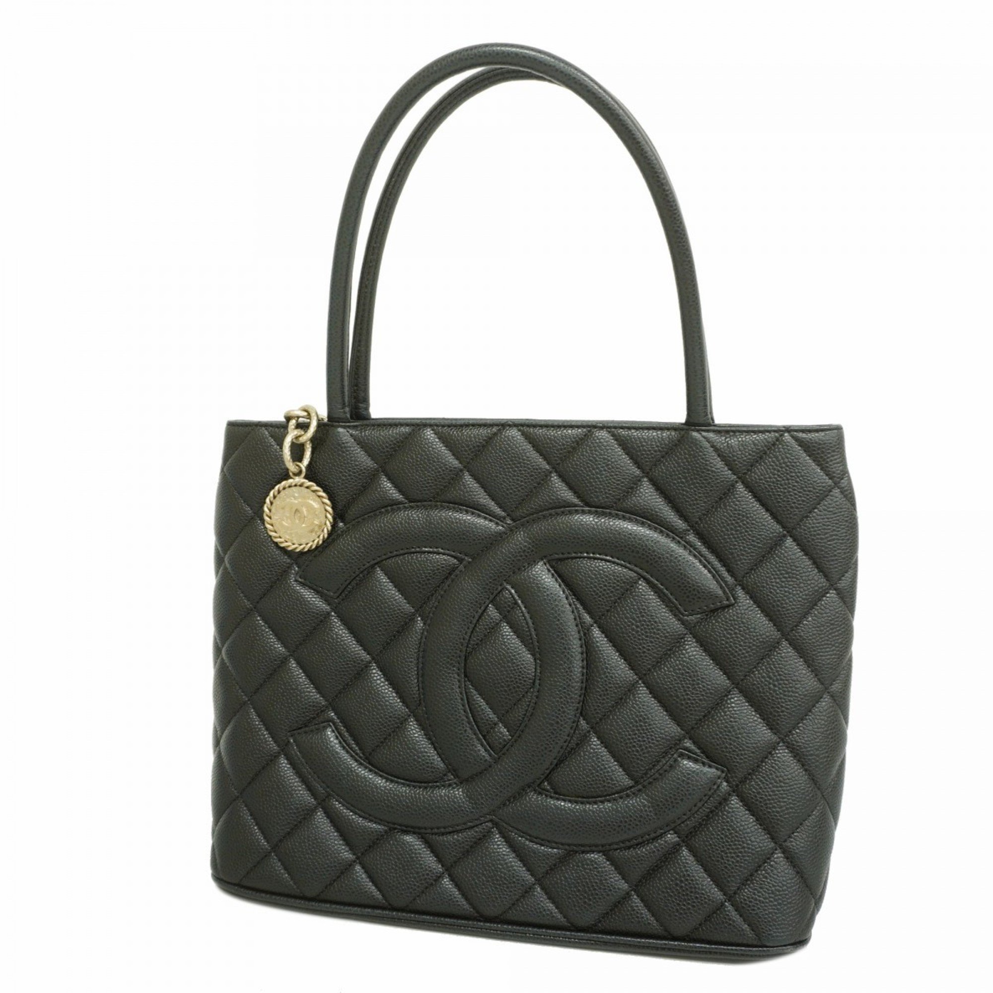 Chanel Tote Bag Reproduction Caviar Skin Black Women's