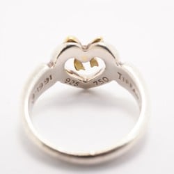 Tiffany Ring Ribbon Heart K18YG Yellow Gold Silver 925 Size 7.5 Ladies