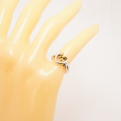 Tiffany Ring Ribbon Heart K18YG Yellow Gold Silver 925 Size 7.5 Ladies