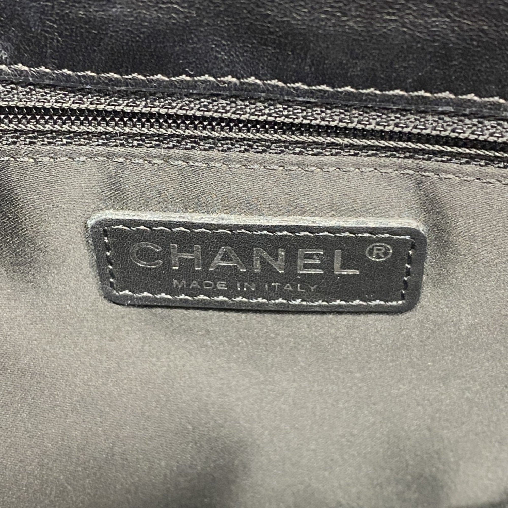 Chanel shoulder bag camellia patent leather black ladies