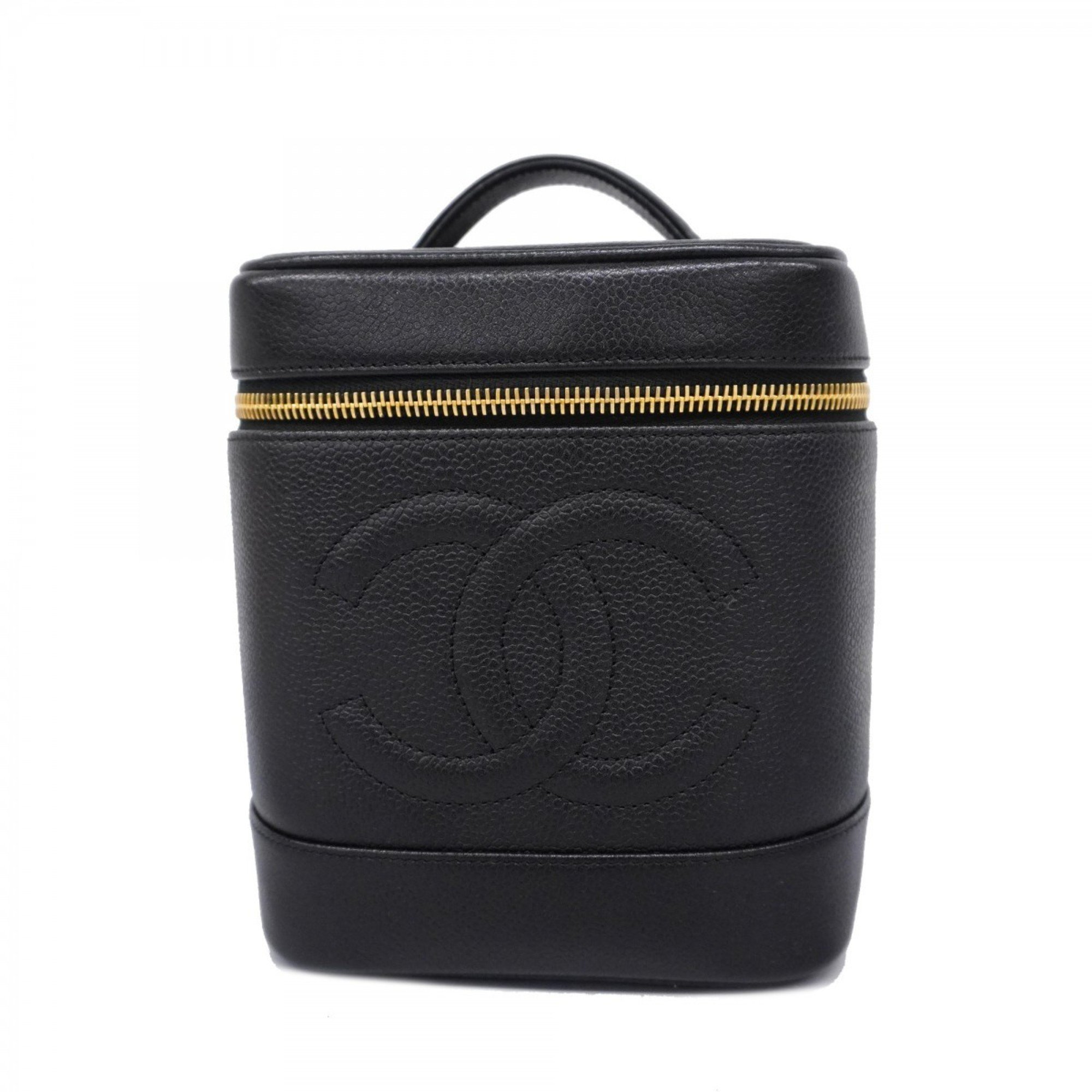 Chanel Vanity Bag Caviar Skin Black Women's