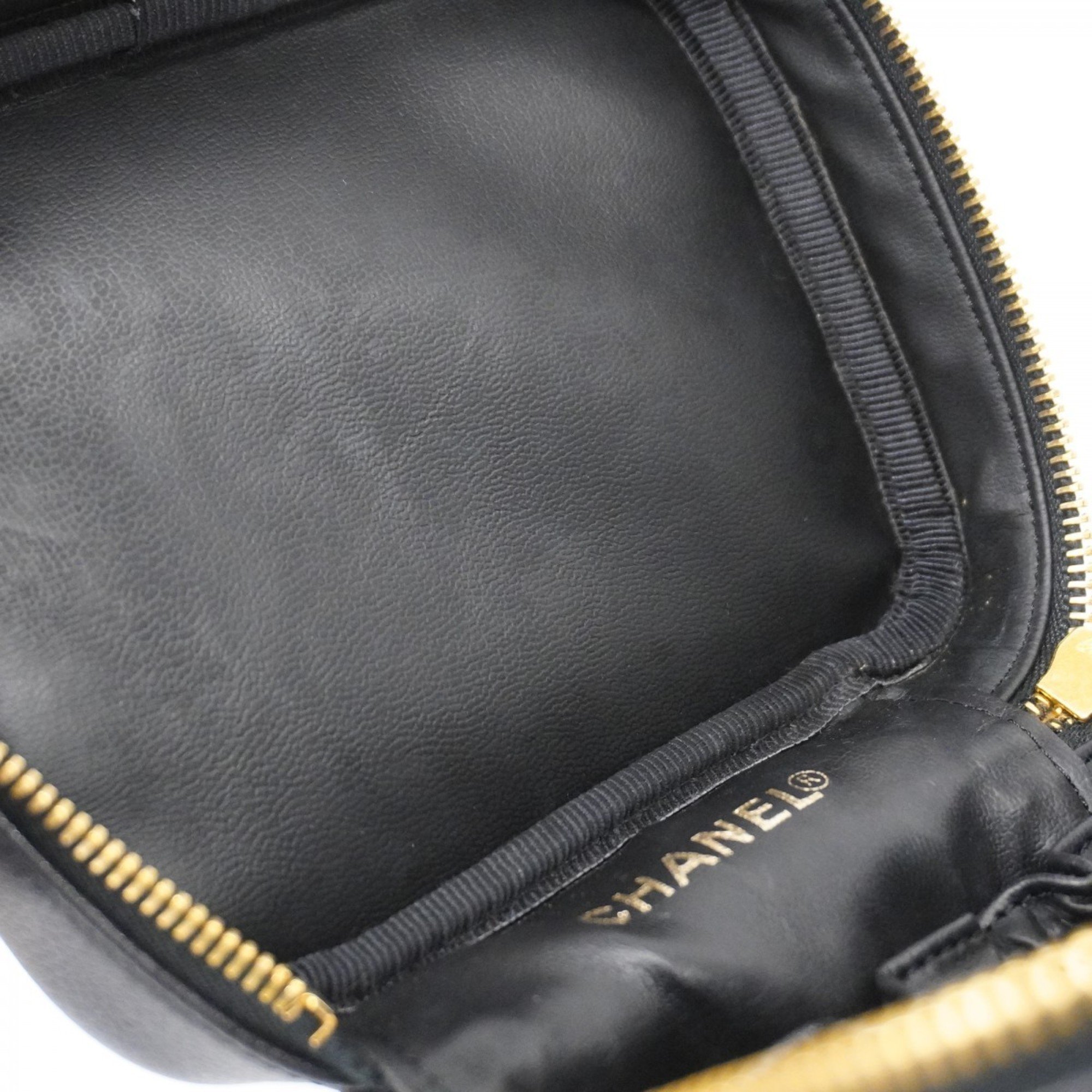 Chanel Vanity Bag Caviar Skin Black Women's