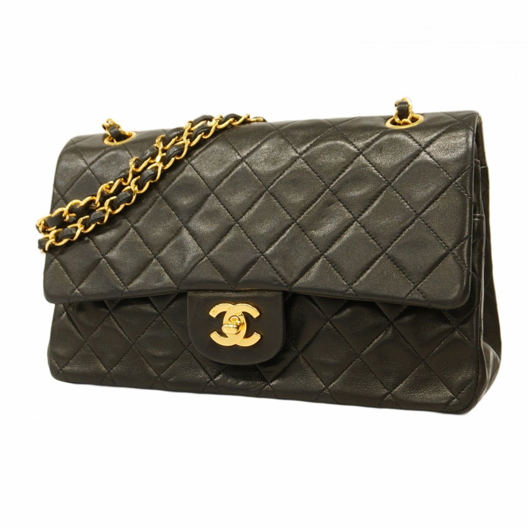 Chanel Shoulder Bag Matelasse Lambskin Black Women's