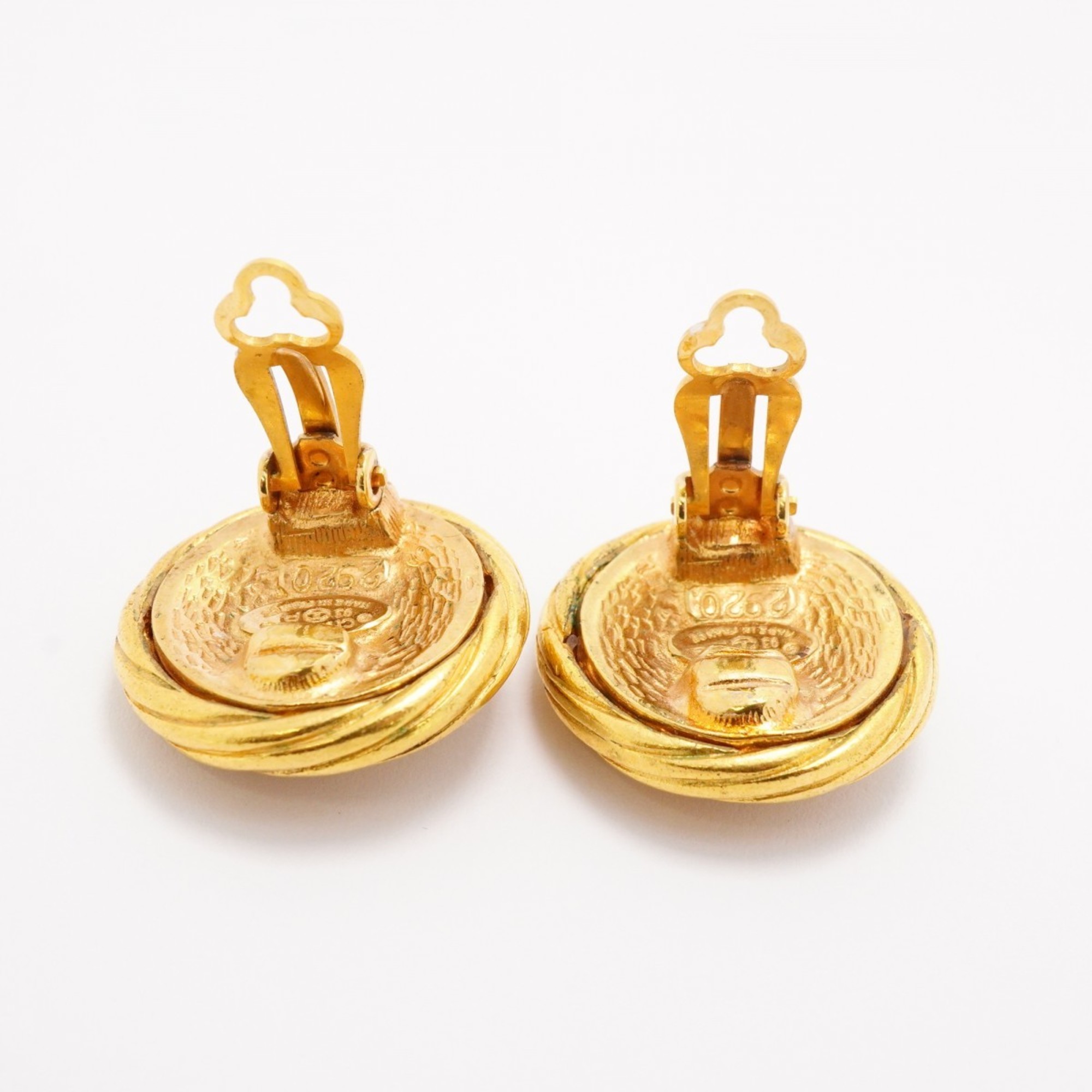 Chanel Earrings Coco Mark Circle GP Plated Gold Ladies