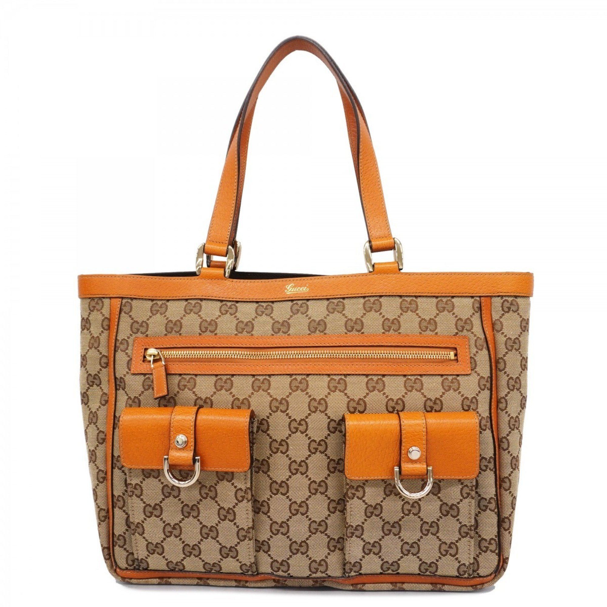 Gucci Tote Bag GG Canvas Abby 146247 Brown Orange Women's