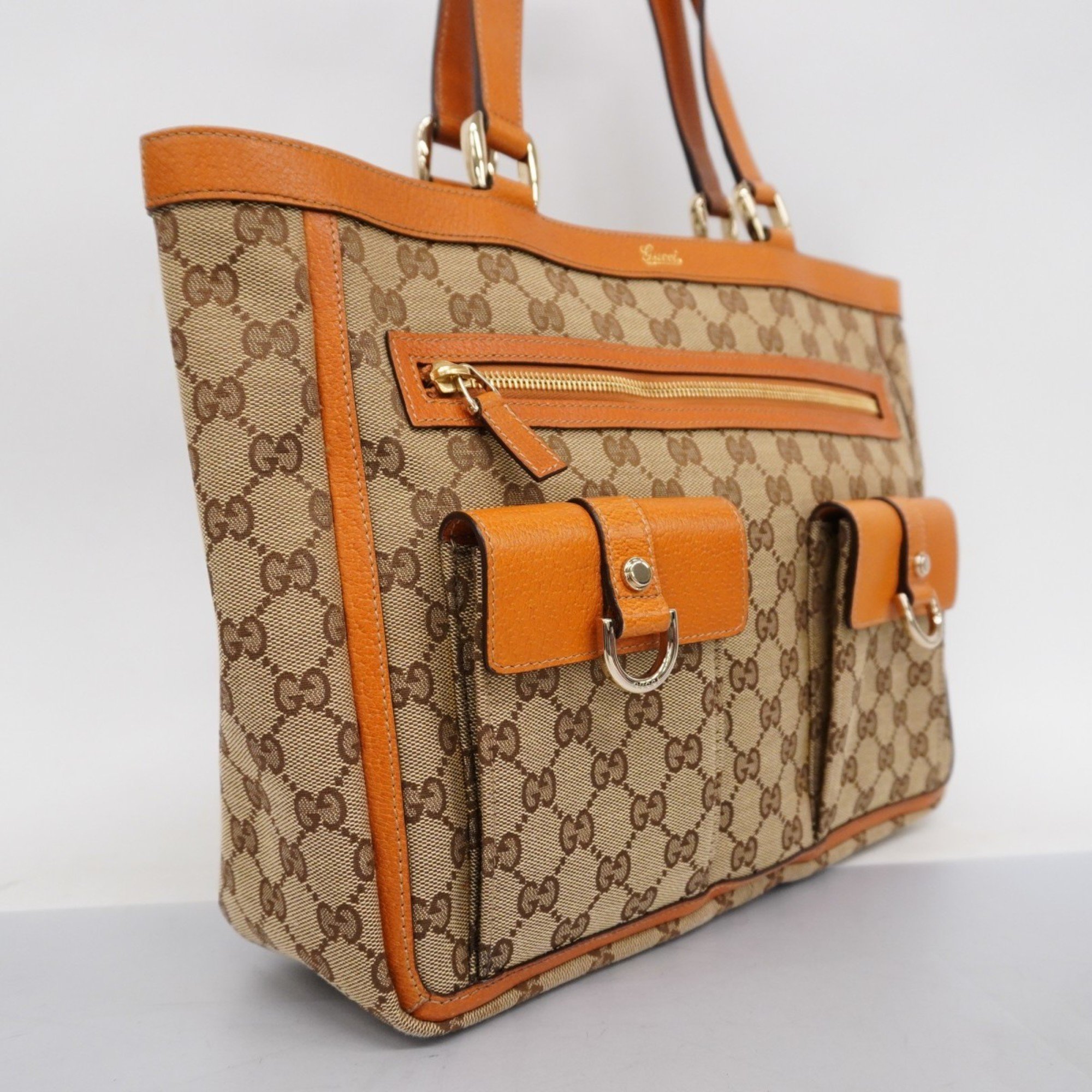 Gucci Tote Bag GG Canvas Abby 146247 Brown Orange Women's