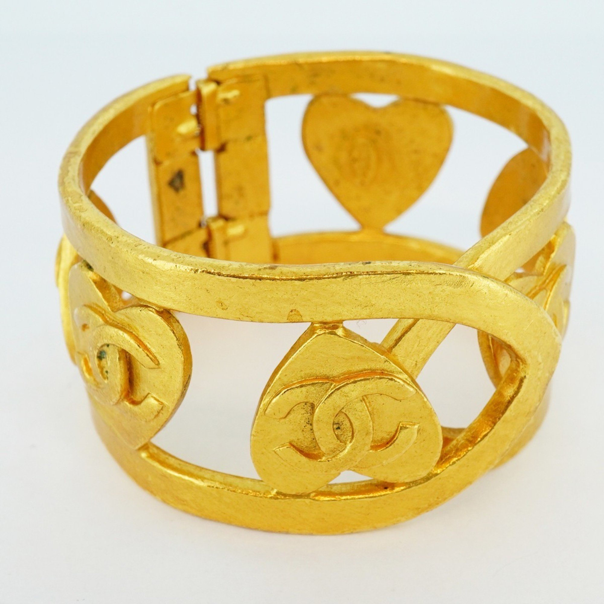 Chanel bangle Coco mark heart motif GP plating gold men's women's