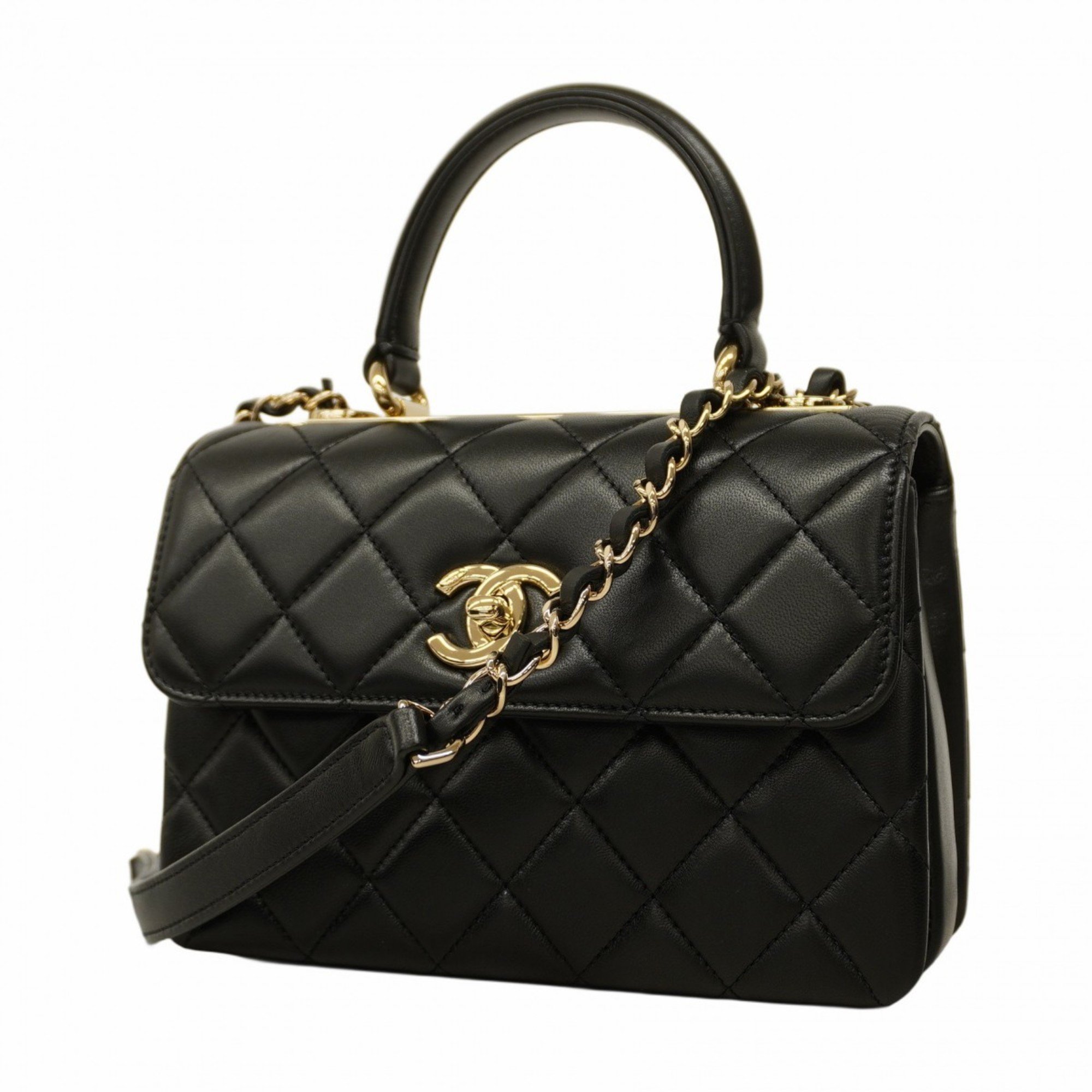 Chanel handbag, Matelasse, lambskin, black, champagne, ladies