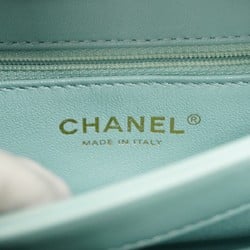 Chanel Shoulder Bag Matelasse Lambskin Light Blue Champagne Ladies