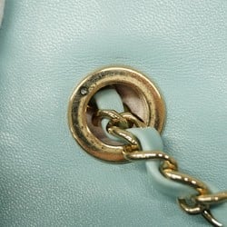 Chanel Shoulder Bag Matelasse Lambskin Light Blue Champagne Ladies