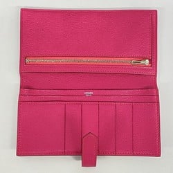 Hermes Long Wallet Bearn Soufflet Chevre Rose Shocking □M Engraved Ladies