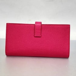 Hermes Long Wallet Bearn Soufflet Chevre Rose Shocking □M Engraved Ladies