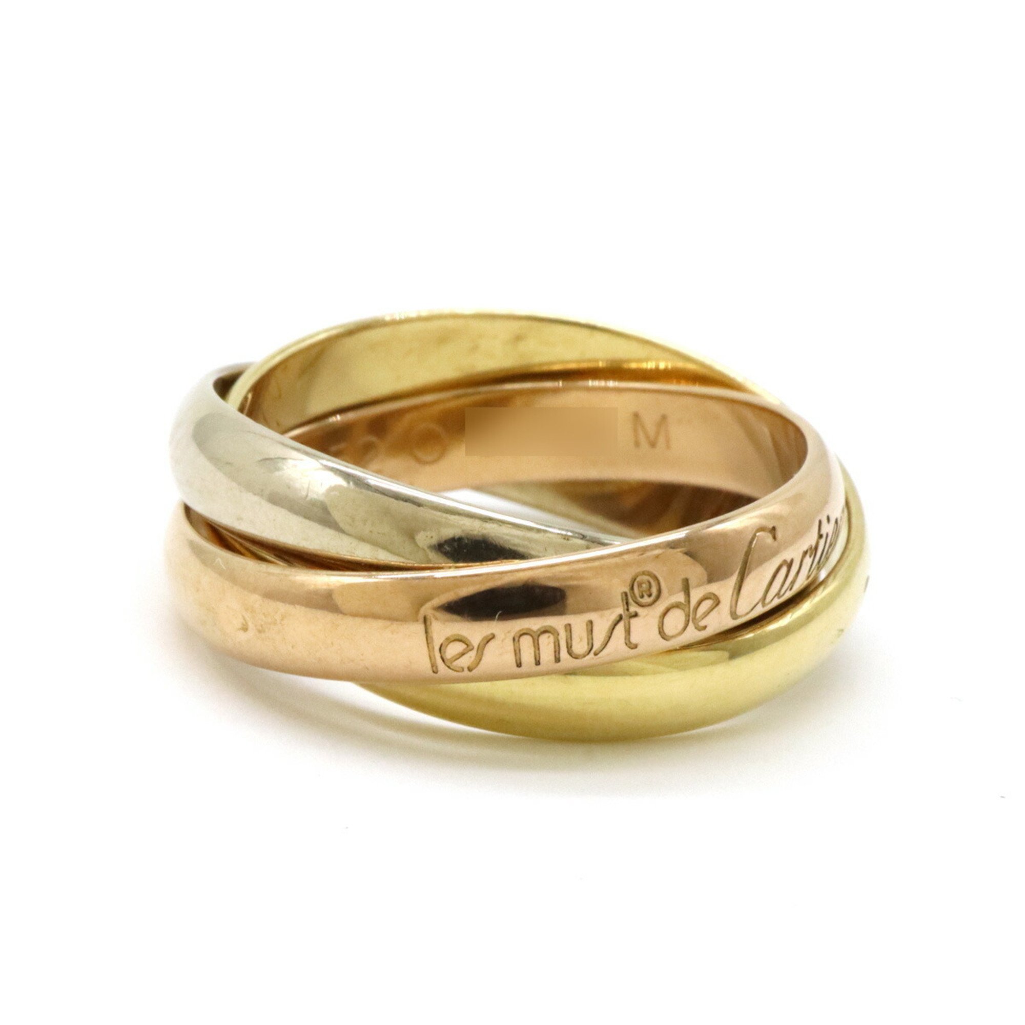 Cartier Trinity Ring, 3-row, 3-color, K18, 750, YG, WG, PG, Yellow, White, Pink, Gold, #52, Japanese size approx. 12