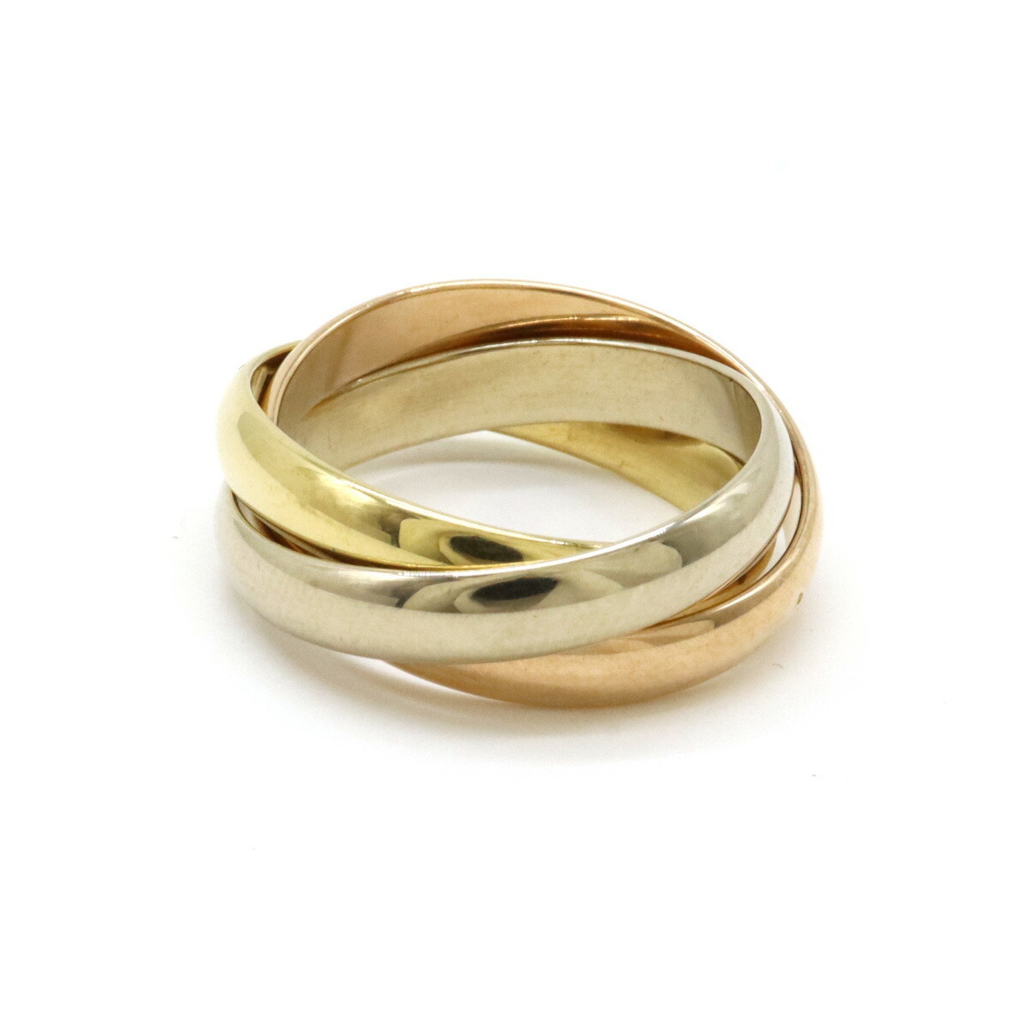 Cartier Trinity Ring, 3-row, 3-color, K18, 750, YG, WG, PG, Yellow, White, Pink, Gold, #52, Japanese size approx. 12