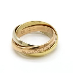 Cartier Trinity Ring, 3-row, 3-color, K18, 750, YG, WG, PG, Yellow, White, Pink, Gold, #52, Japanese size approx. 12