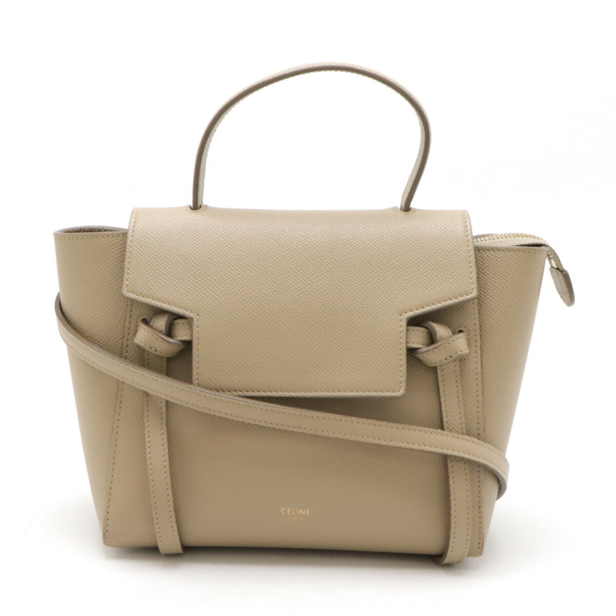 CELINE Nano Belt Bag Handbag Shoulder Leather Beige 189003