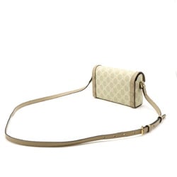 GUCCI Horsebit 1955 Bag Shoulder Pochette PVC Leather Beige White 699296