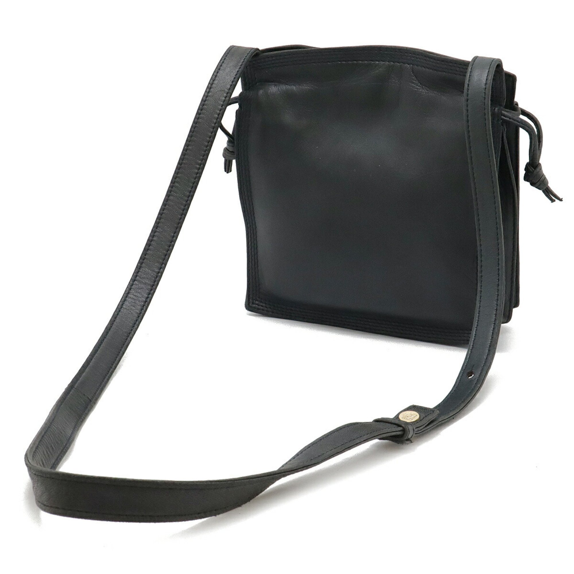 LOEWE Anagram Shoulder Bag Pochette Nappa Leather Black Navy