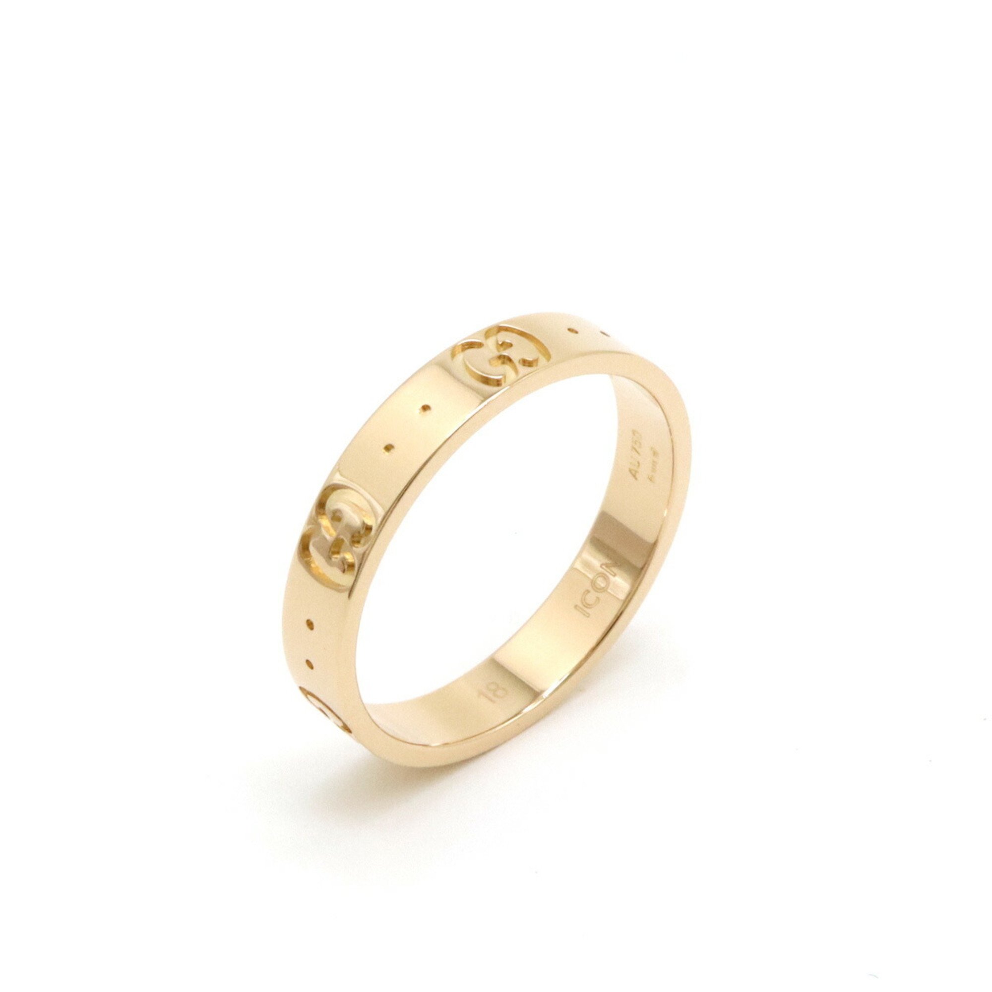 GUCCI Icon Ring GG K18YG 750YG Yellow Gold #18 Day Size Approx. 17 152045