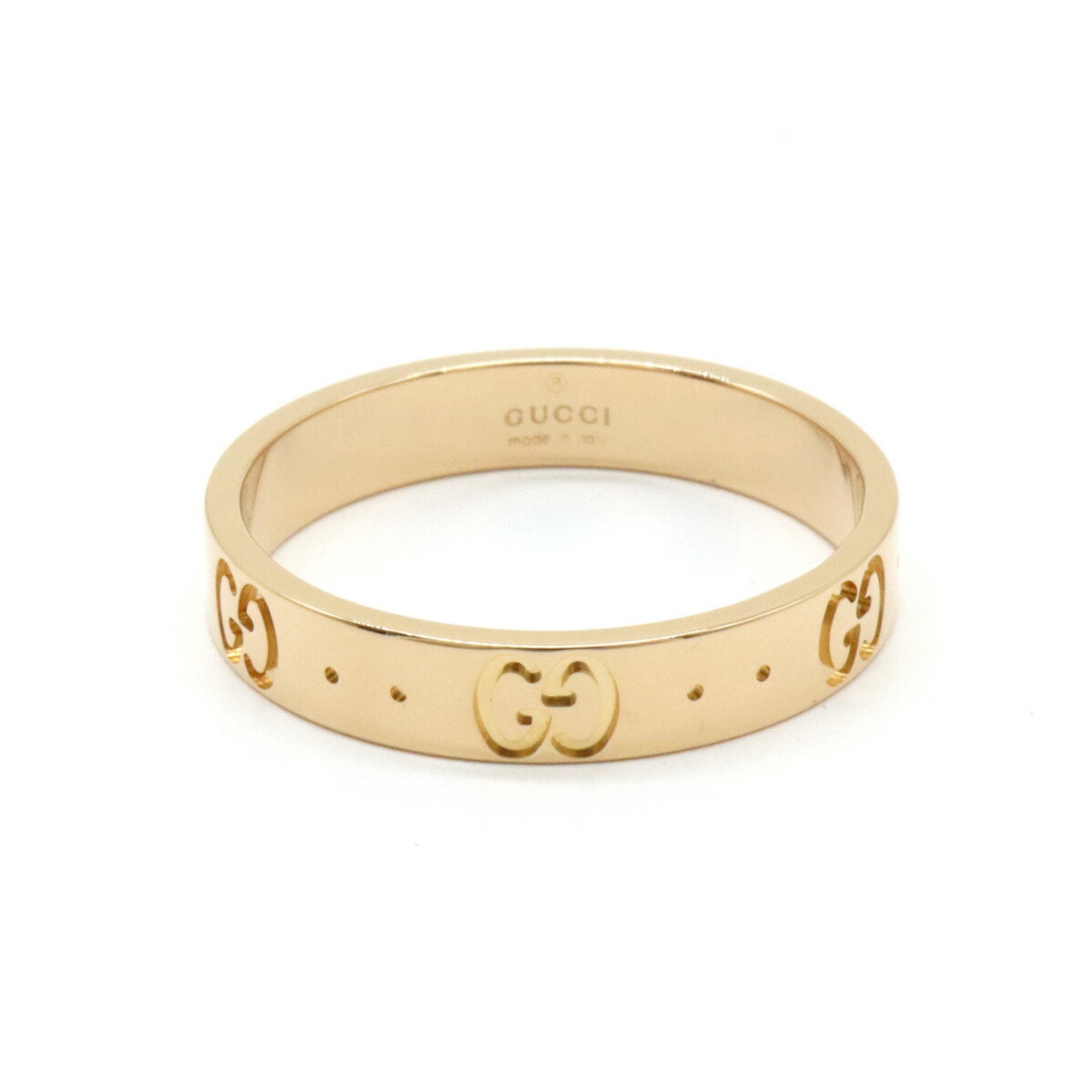 GUCCI Icon Ring GG K18YG 750YG Yellow Gold #18 Day Size Approx. 17 152045