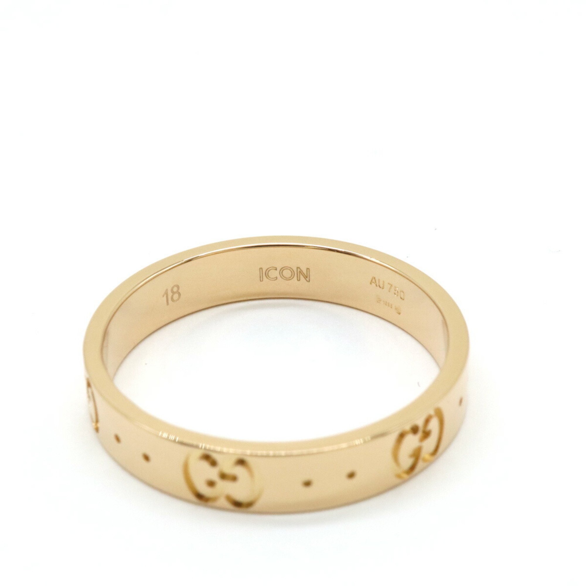 GUCCI Icon Ring GG K18YG 750YG Yellow Gold #18 Day Size Approx. 17 152045