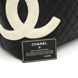 CHANEL Cambon Line Coco Mark Large Tote Shoulder Bag Soft Calfskin Black White A25169