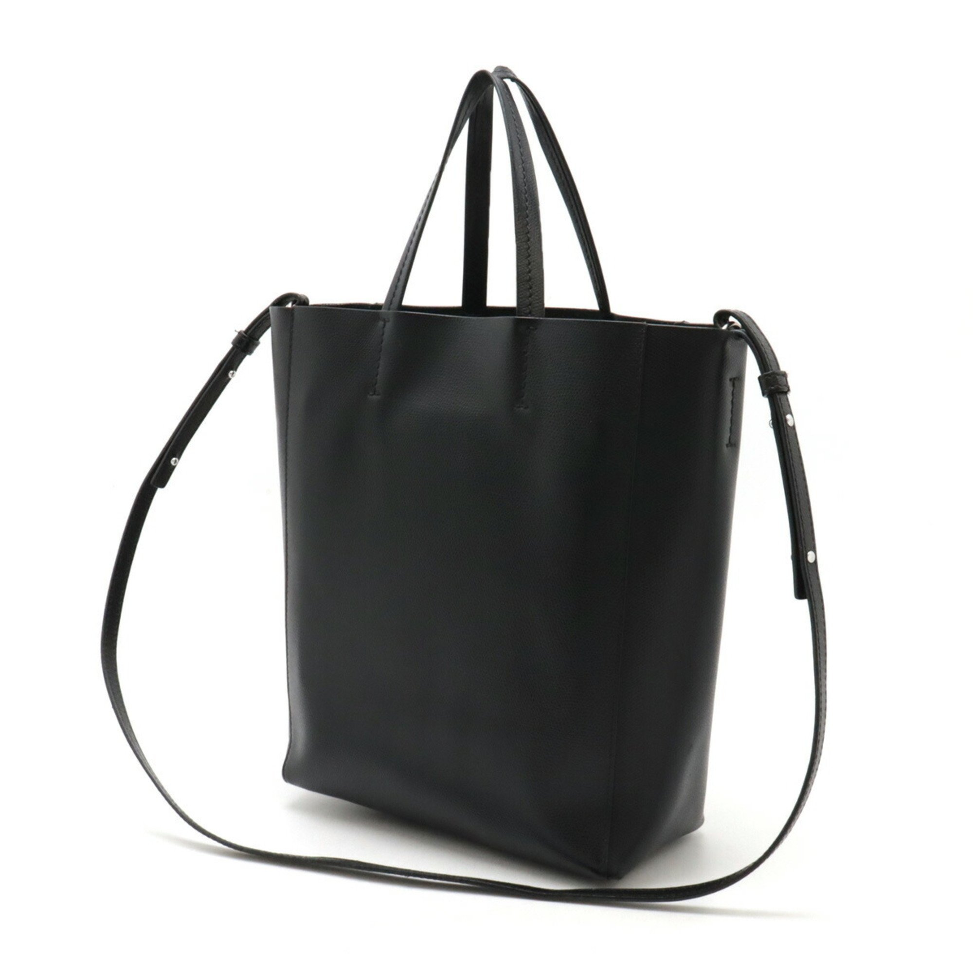 CELINE Vertical Cabas Small Tote Bag Handbag Shoulder Leather Black 189813