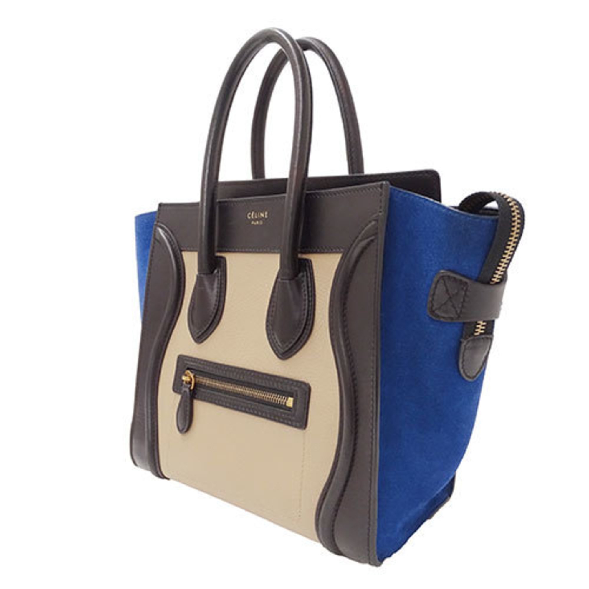 CELINE Women's Tote Bag Leather Luggage Micro Shopper Black Blue Beige 167793