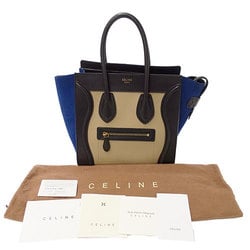 CELINE Women's Tote Bag Leather Luggage Micro Shopper Black Blue Beige 167793