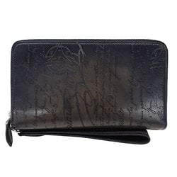 Berluti Men's Wallet, Venezia Calf Leather, Tali Scritto Long Zip Black