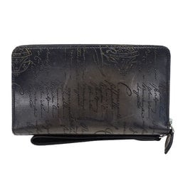 Berluti Men's Wallet, Venezia Calf Leather, Tali Scritto Long Zip Black